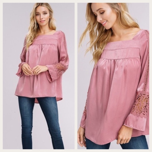 Long Sleeve Top with Crochet Insets - Picture 3 of 3